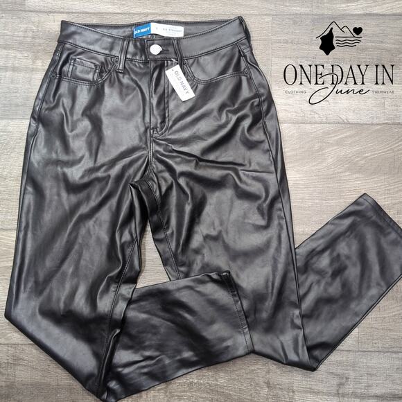 Old Navy High Rise OG Straight Faux Leather Pants Size 2 - Picture 1 of 6